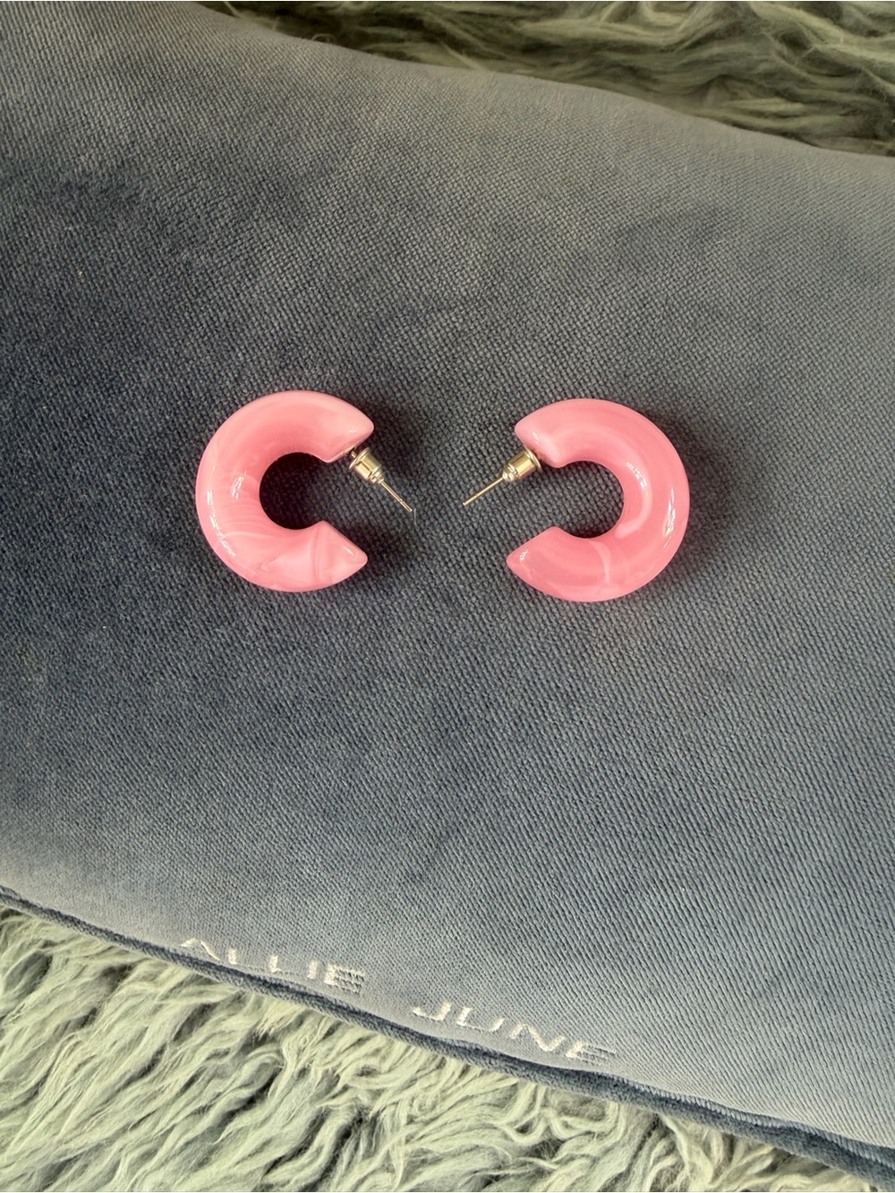 Pink Resin Hoop Stud Earrings